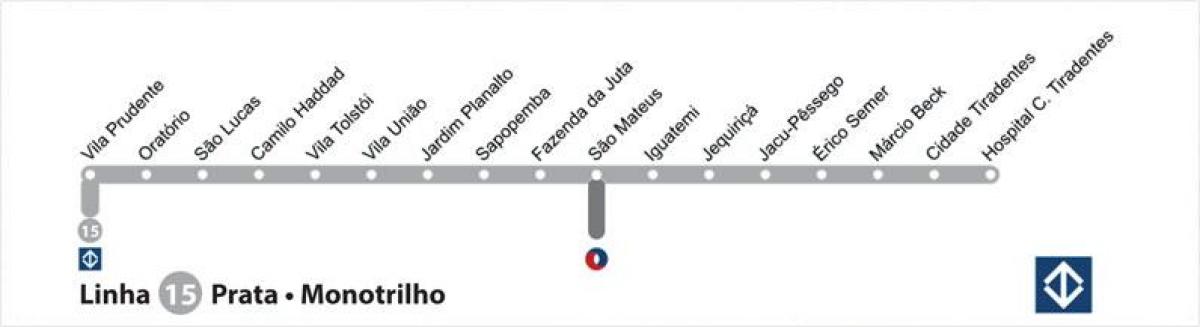 Gümüş 15 São Paulo metro haritası - Line - 