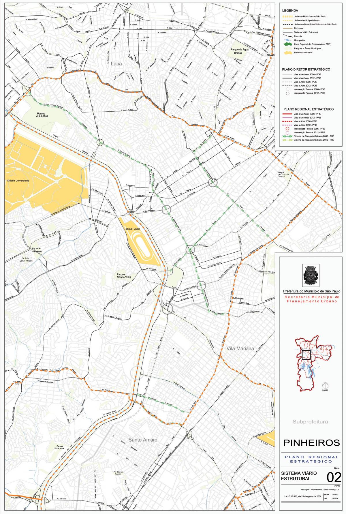 Pinheiros haritası São Paulo - Yollar