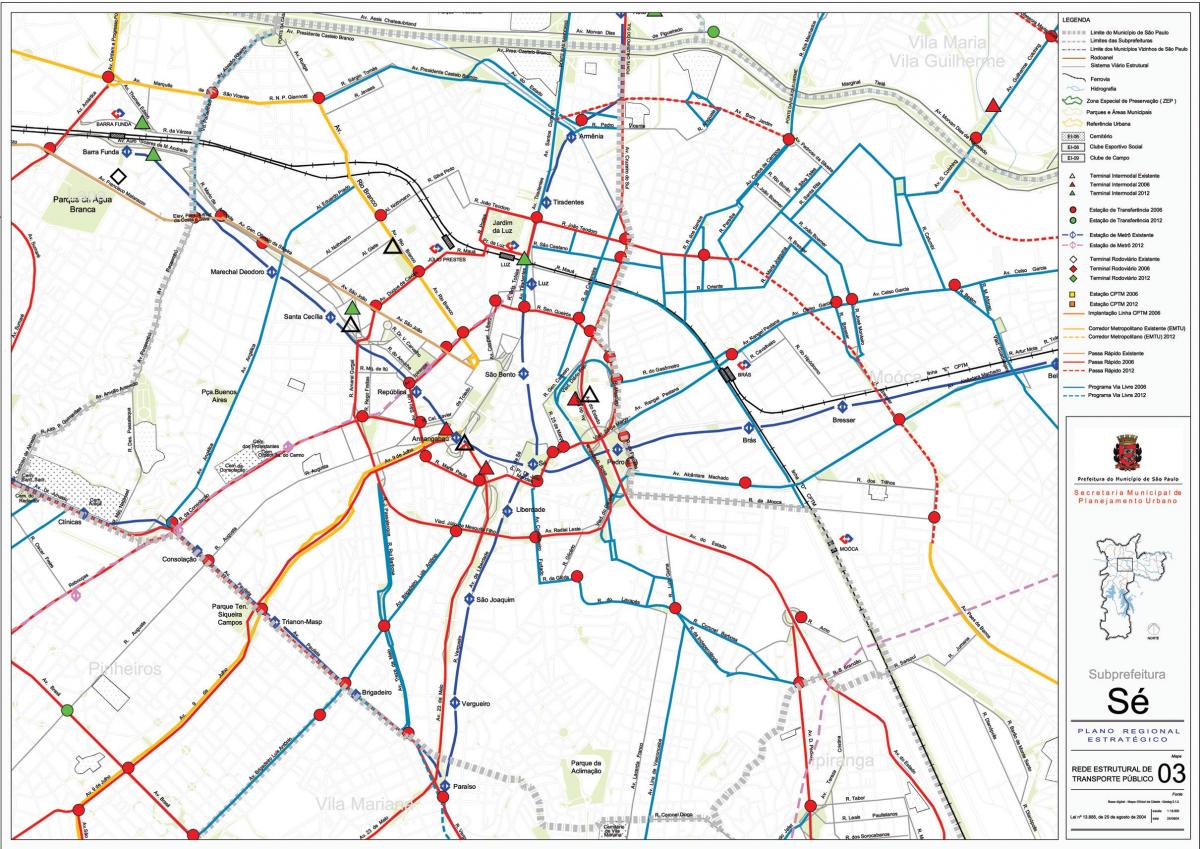 Sé haritası São Paulo - Toplu taşıma