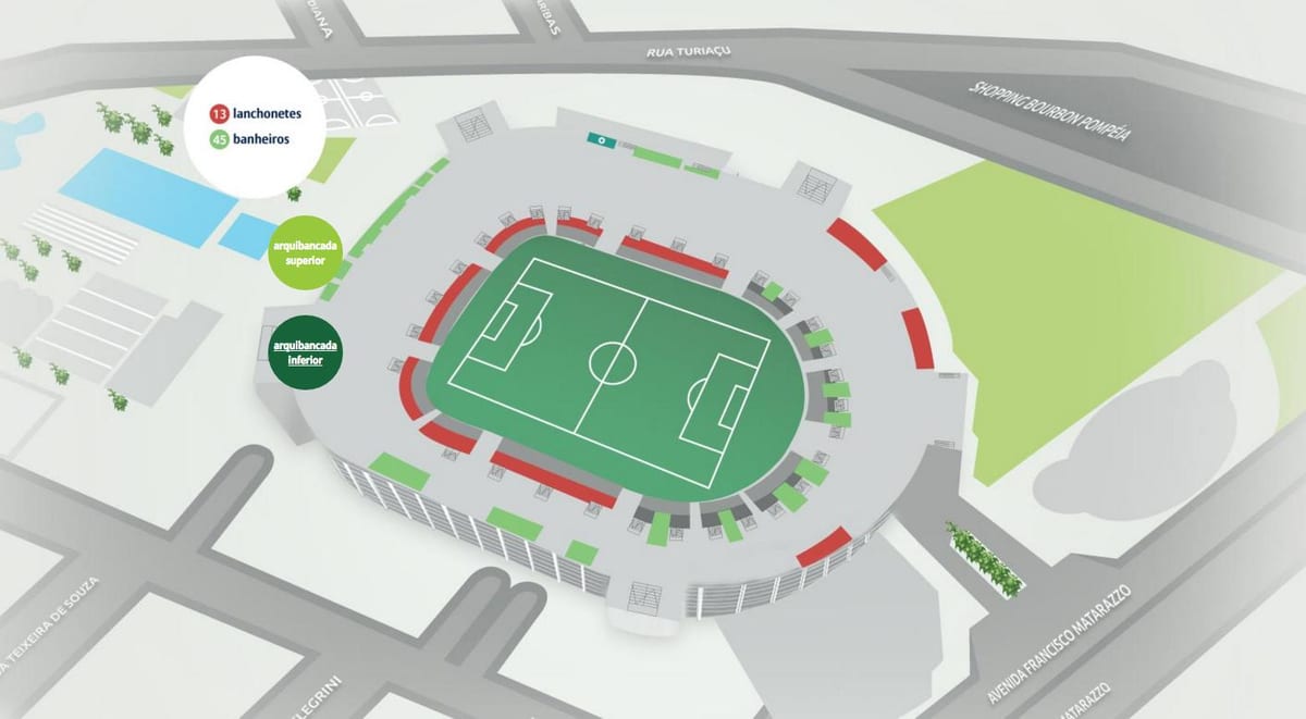 Allianz Parque haritası - Alt tribünde