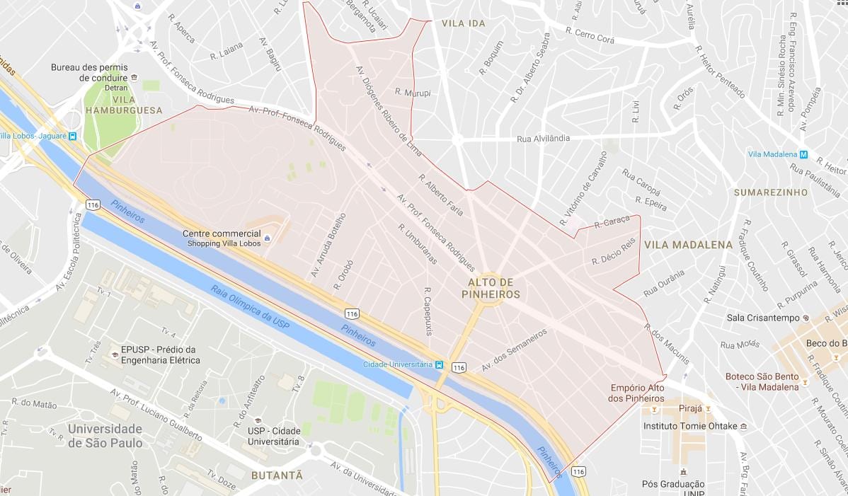 Alto de Pinheiros, São Paulo haritası
