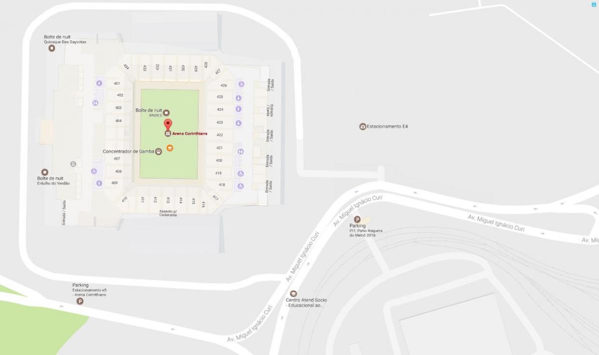 Arena Corinthians haritası - Erişim
