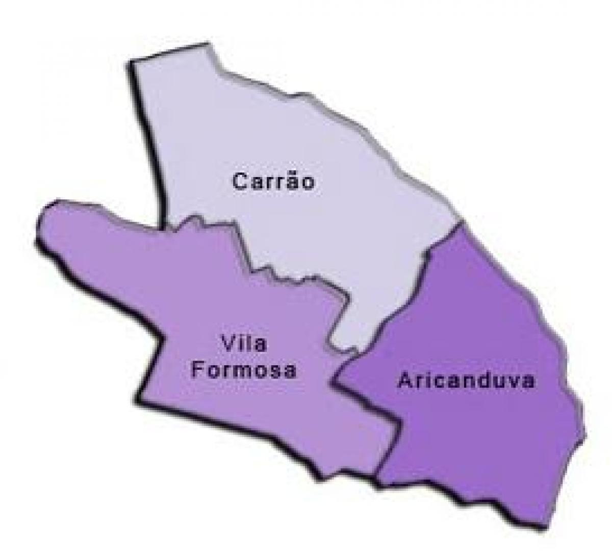 Vilayetin Aricanduva haritası-Vila Formosa alt