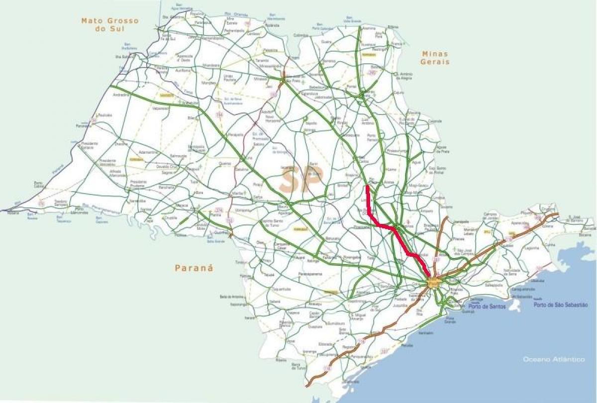 Bandeirantes karayolu haritası - SP 348