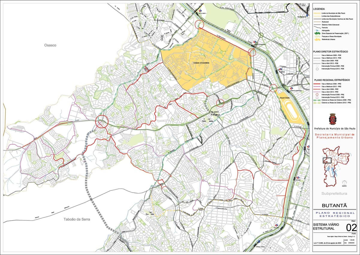 Butantã haritası São Paulo - Yollar