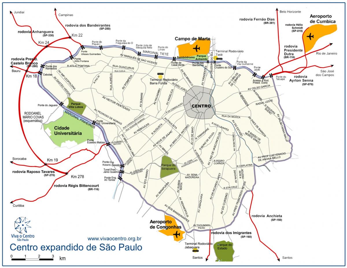 Büyük merkezi São Paulo haritası