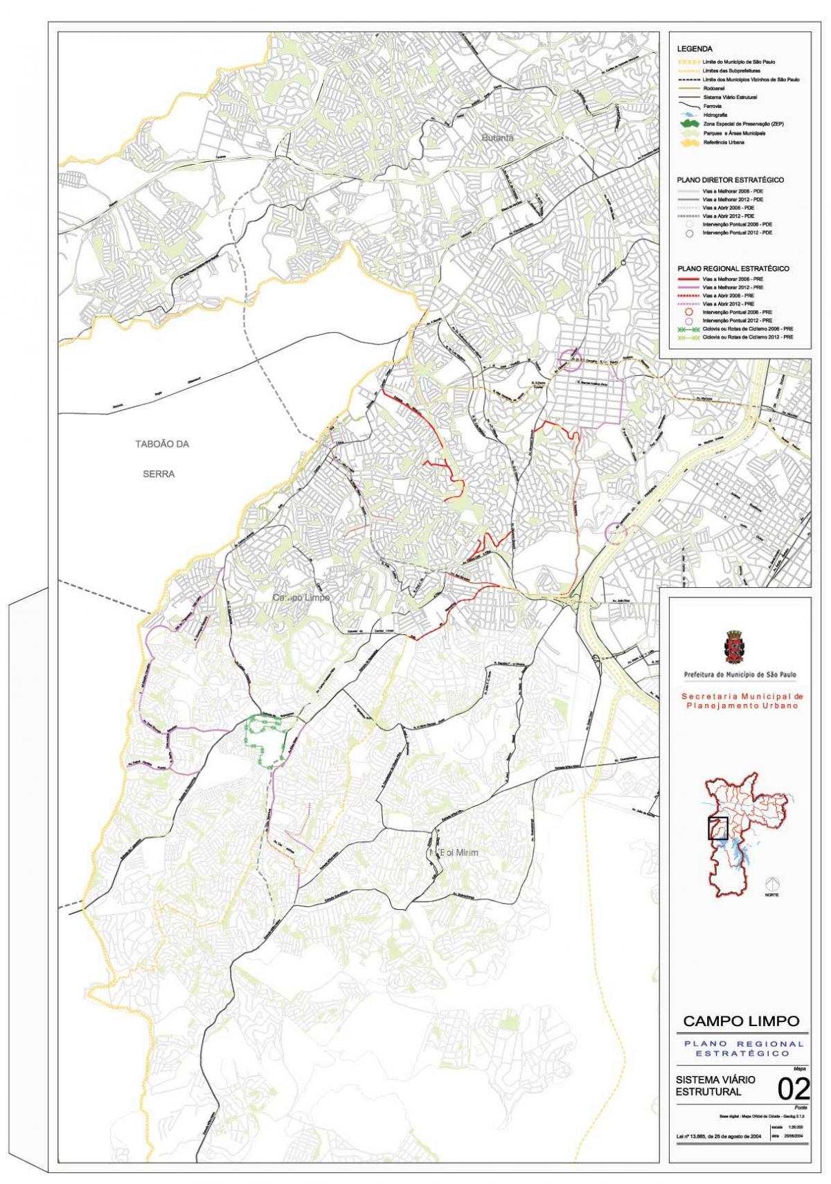 Campo Limpo haritası São Paulo - Yollar