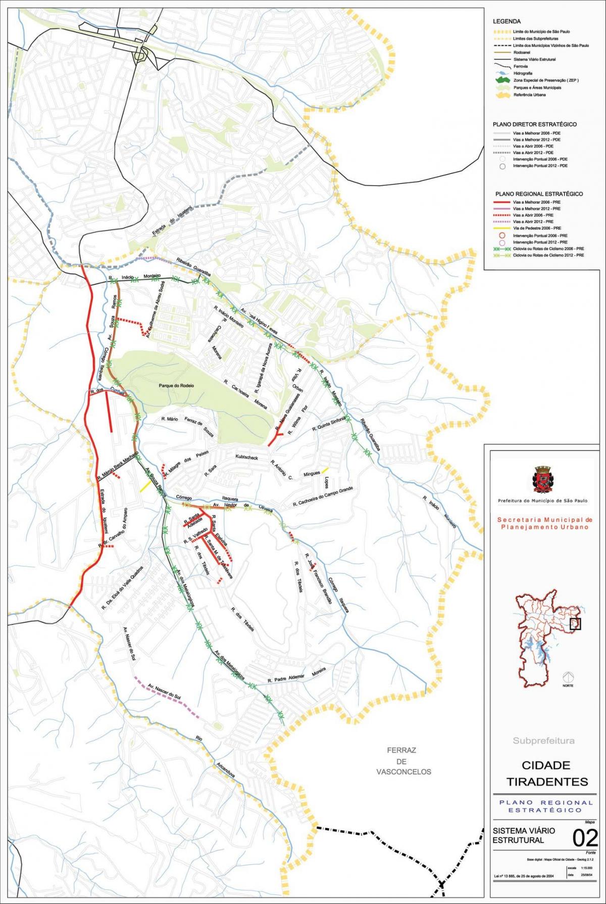 Cidade Tiradentes haritası São Paulo - Yollar