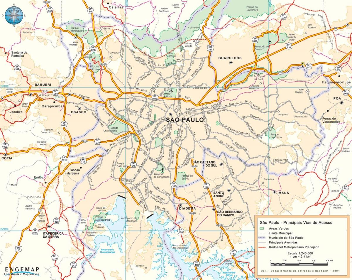 Ulaşım yolları haritası São Paulo