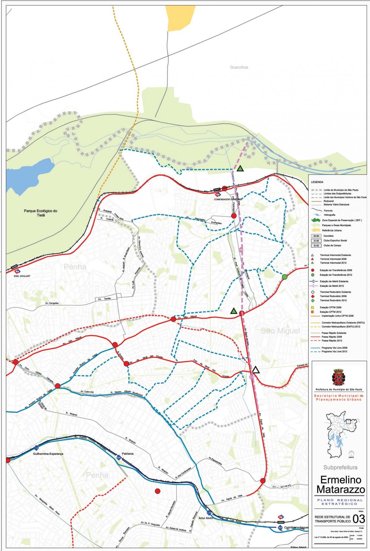 Ermelino Matarazzo haritası São Paulo - Toplu taşıma
