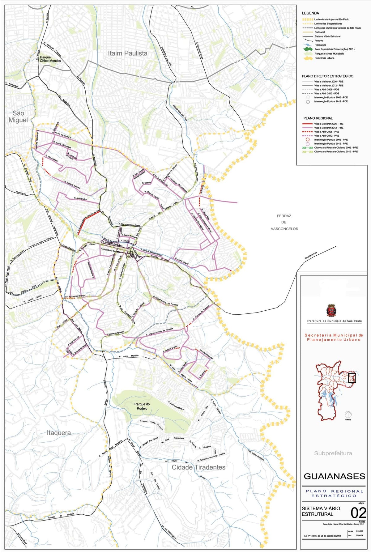 Guaianases haritası São Paulo - Yollar