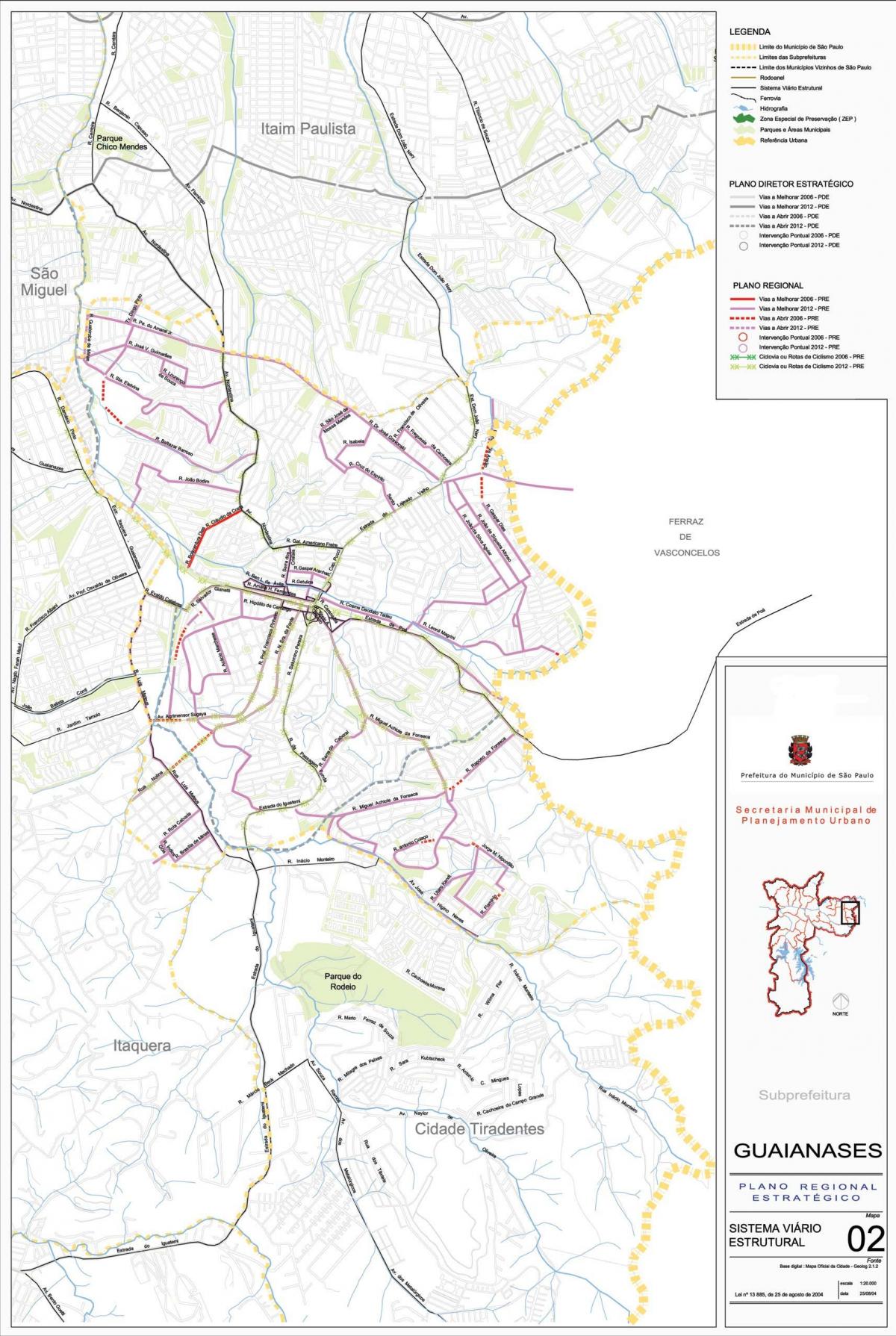 Guaianases haritası São Paulo - Yollar