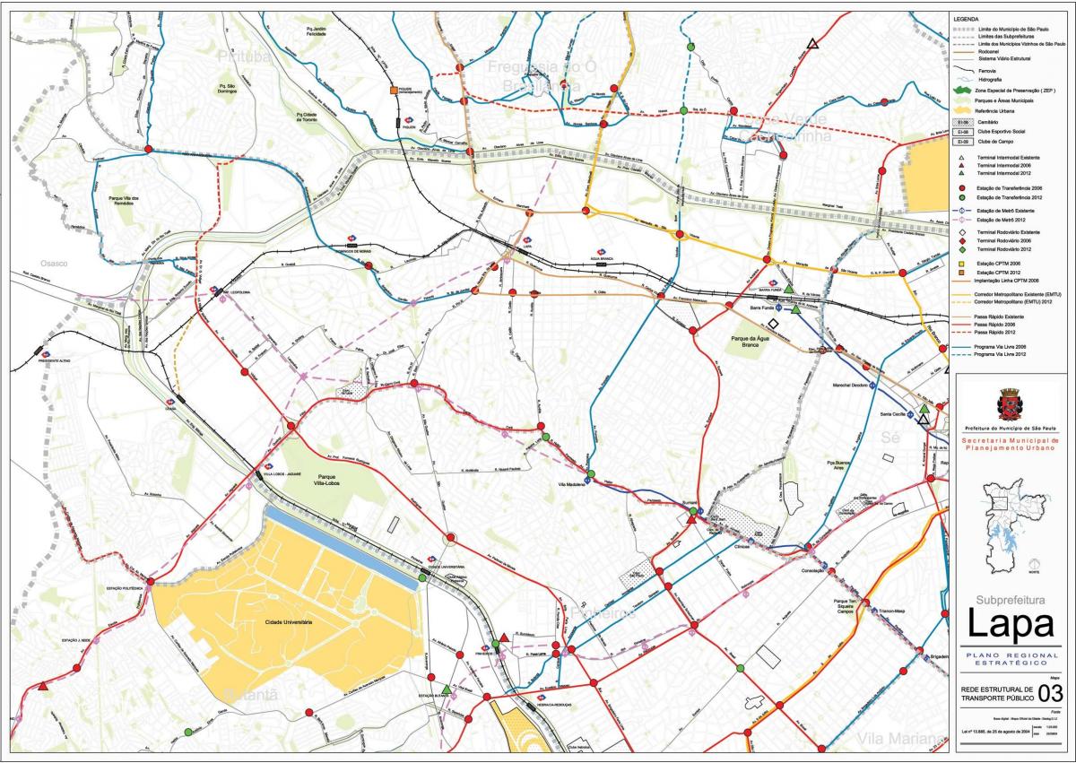 Lapa haritası São Paulo - Toplu taşıma