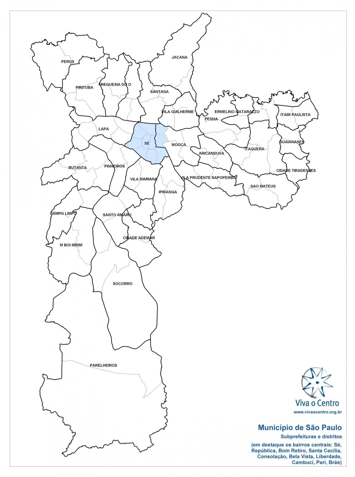 Merkez bölge São Paulo haritası
