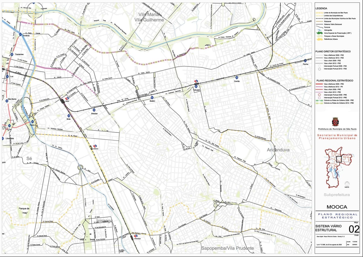 Mooca haritası São Paulo - Yollar