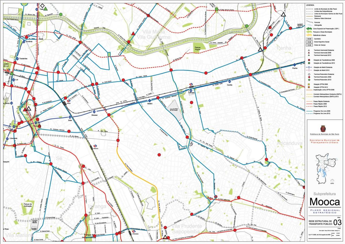 Mooca haritası São Paulo - Toplu taşıma