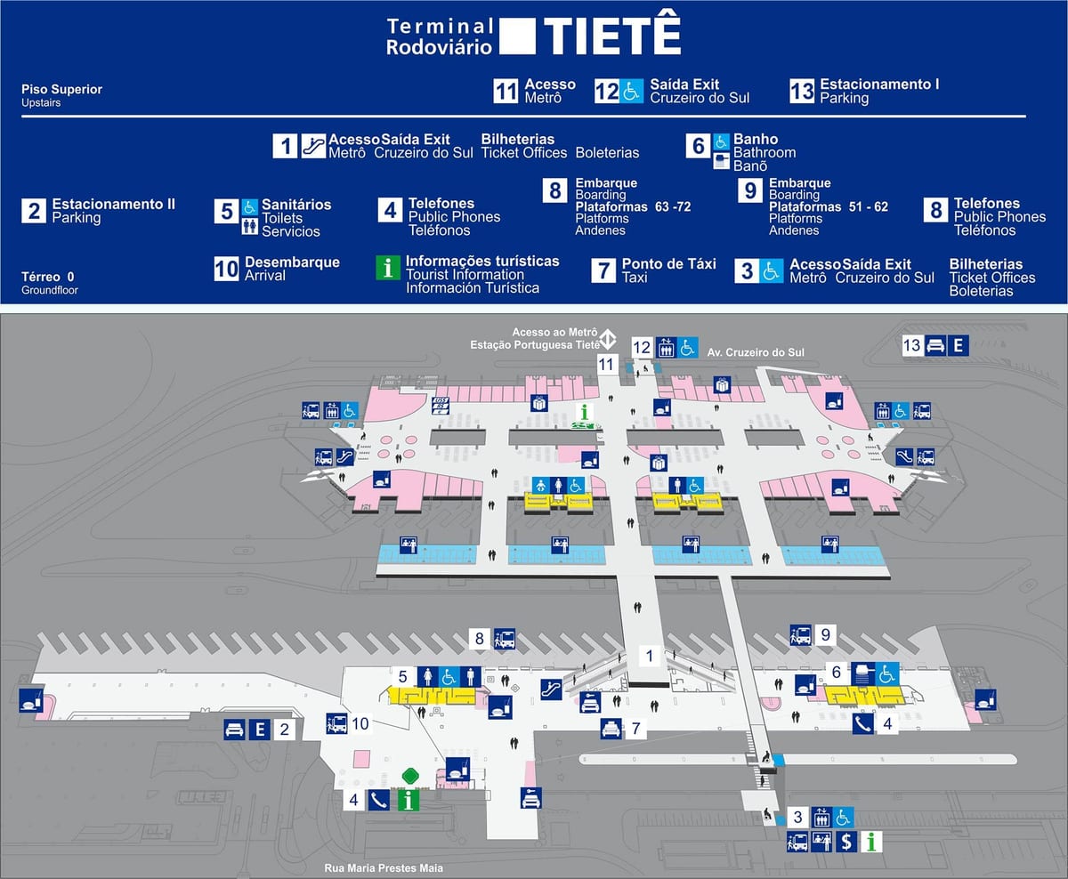 Otobüs harita terminal Tietê - üst kat