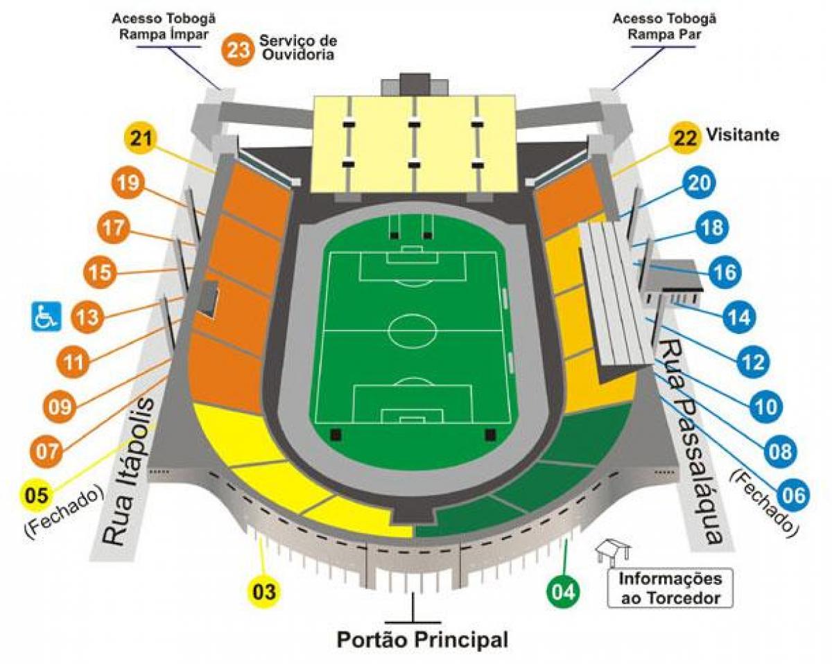 Pacaembu São Paulo Stadyumu haritası