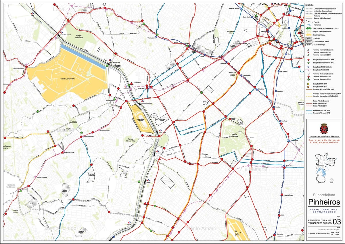 Pinheiros haritası São Paulo - Toplu taşıma