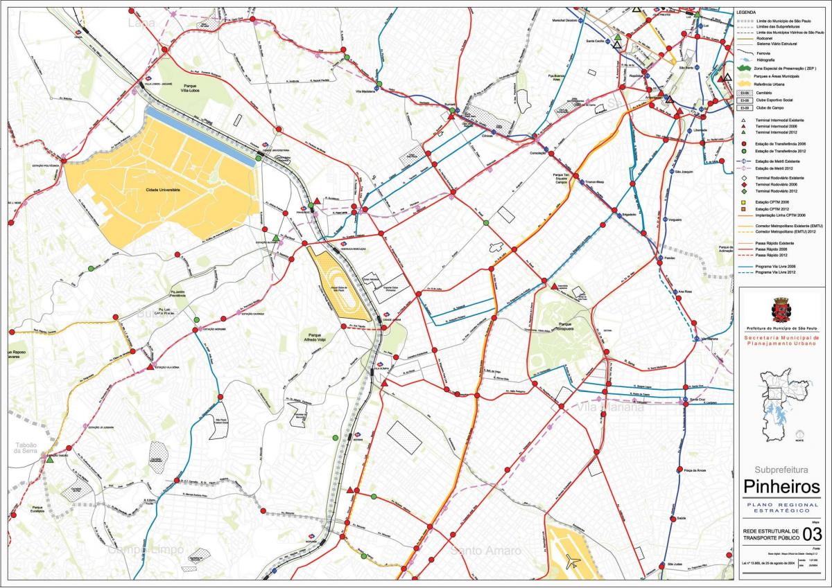 Pinheiros haritası São Paulo - Toplu taşıma