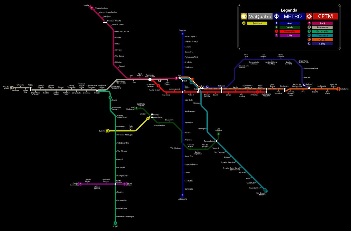 São Paulo CPTM metro haritası