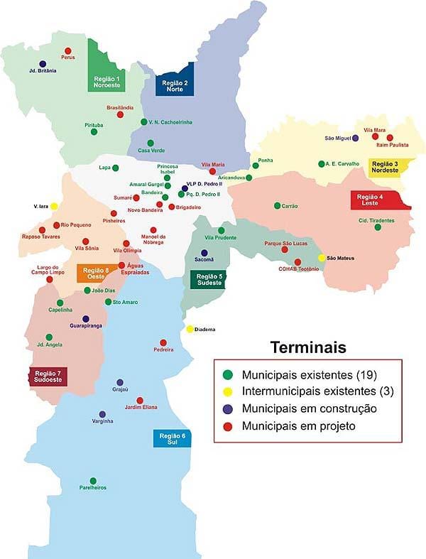 São Paulo terminalleri harita otobüs