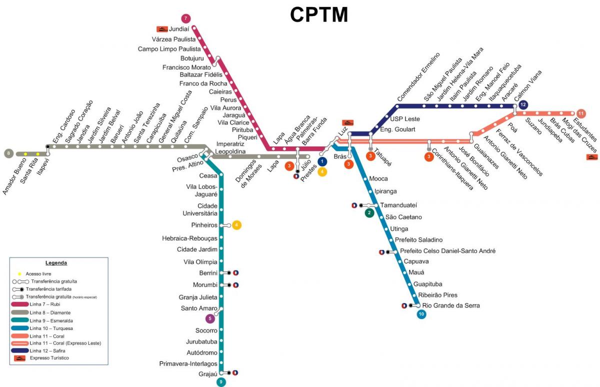 São Paulo CPTM haritası