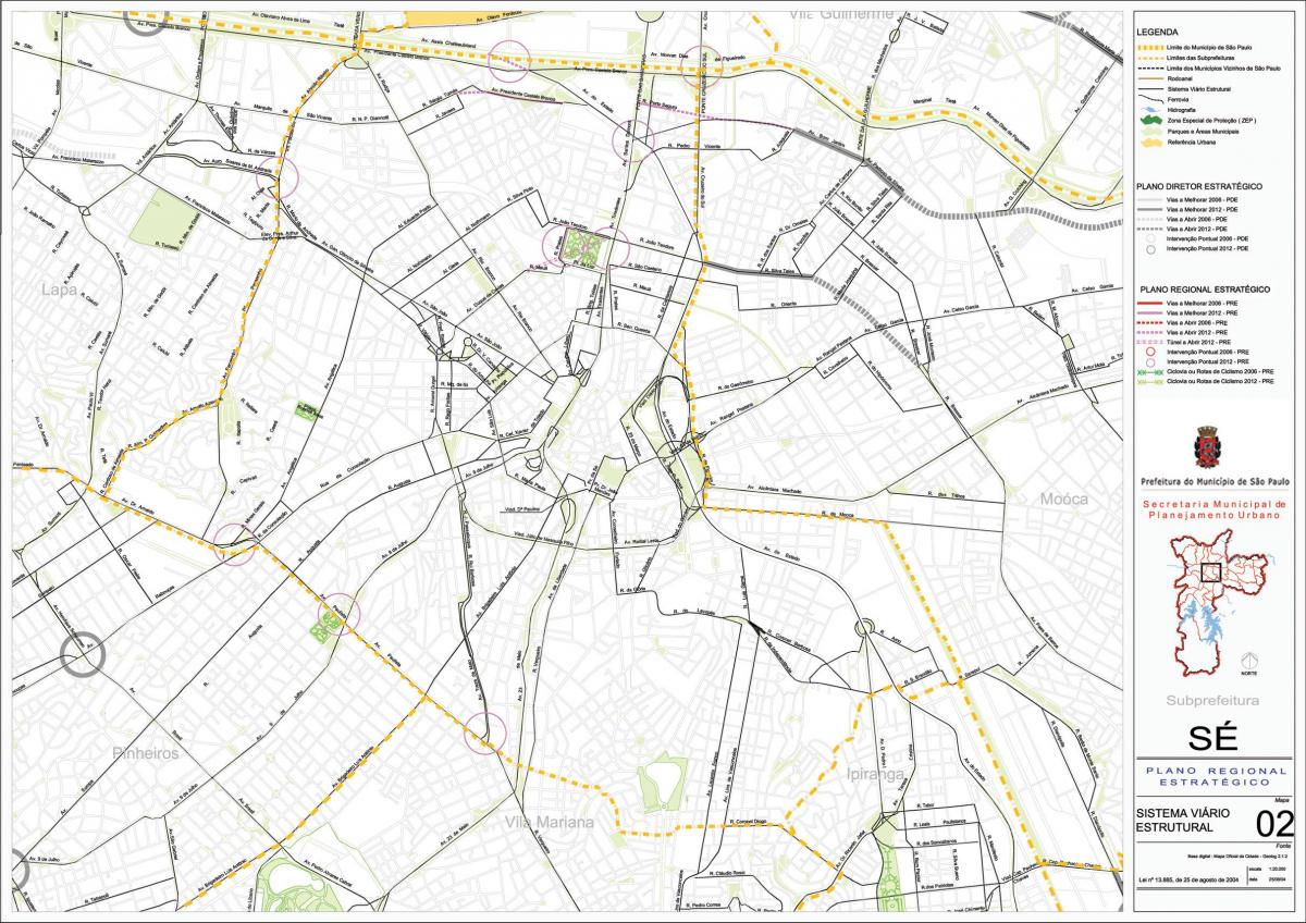 Sé haritası São Paulo - Yollar