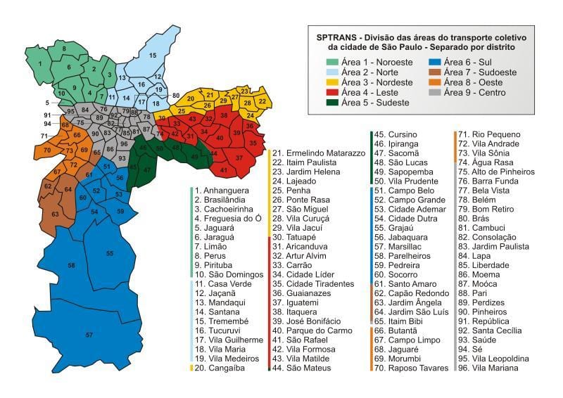 Toplu taşıma SPTrans haritası