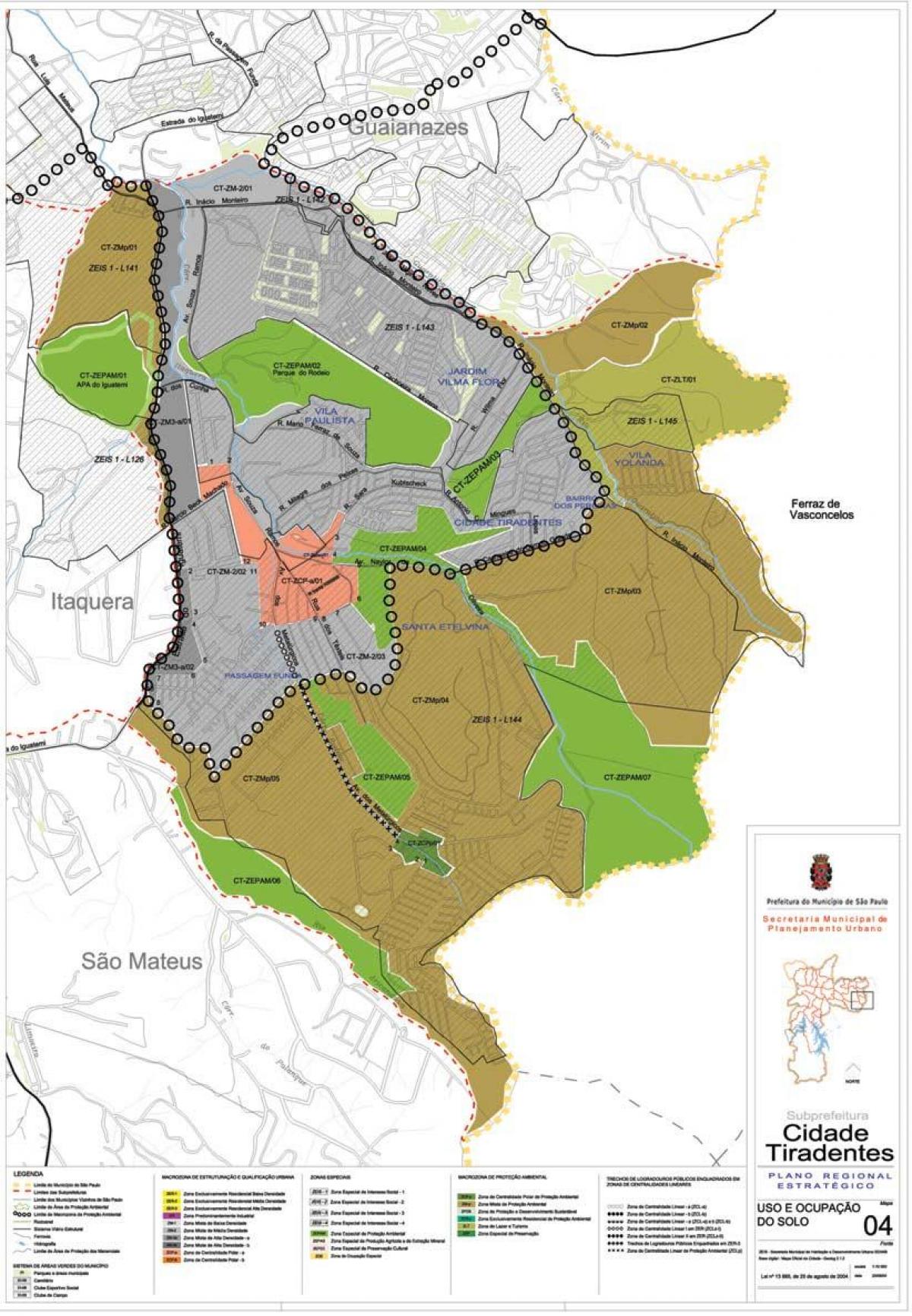 Toprağın Cidade Tiradentes São Paulo haritası - İşgal