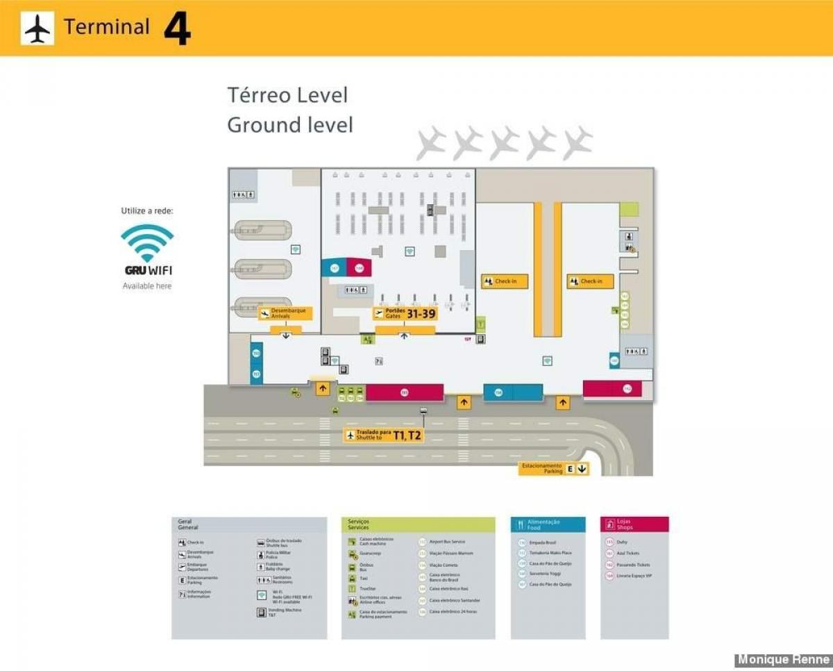 Terminal 4 Uluslararası Havaalanı Sao Paulo haritası-Guarulhos - 
