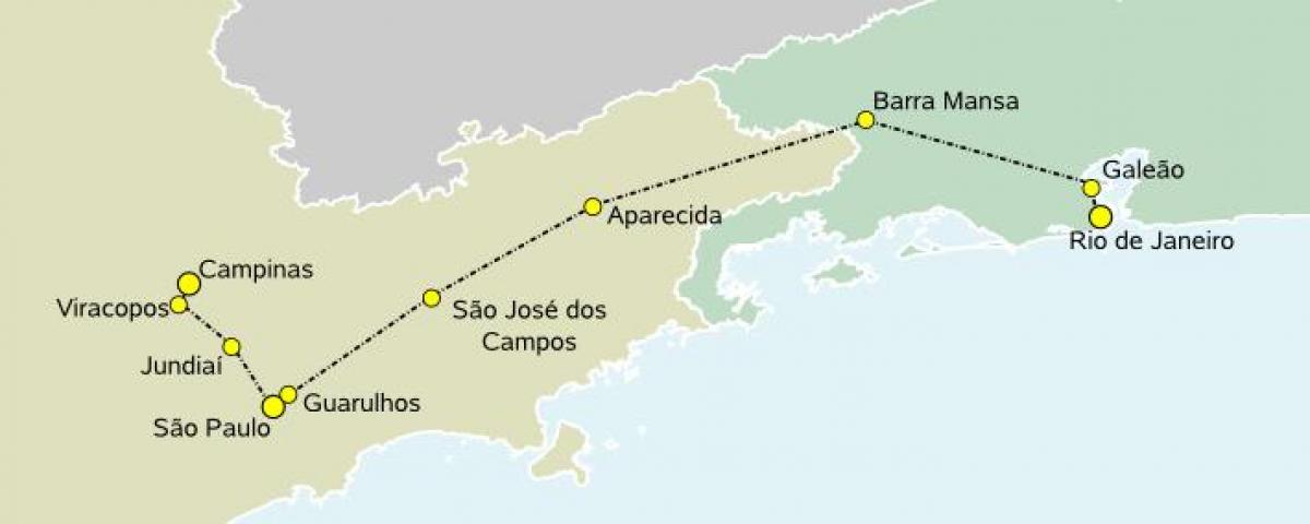Harita yüksek hızlı Tren São Paulo