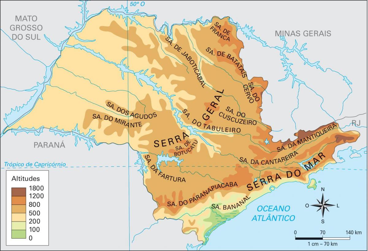 Yükseklik São Paulo haritası