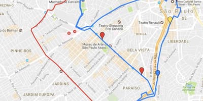 Dairesel turismo São Paulo haritası Hatları