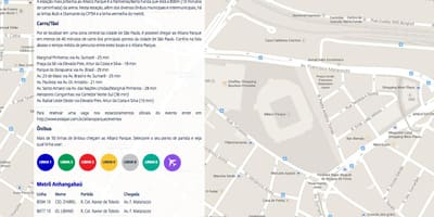 Erişim Allianz Parque haritası