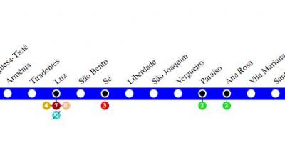 Mavi 1 São Paulo metro haritası - Line - 