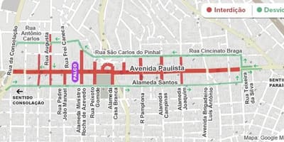 Paulista avenue, Sao Paulo haritası