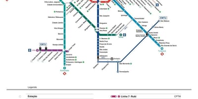 São Paulo CPTM ulaşım haritası
