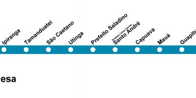 Turkuaz 10 CPTM São Paulo haritası - Line - 