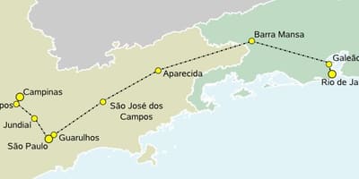 Harita yüksek hızlı Tren São Paulo